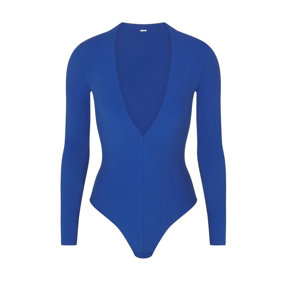 Skims Fits Everybody Long Sleeve Plunge Bodysuit